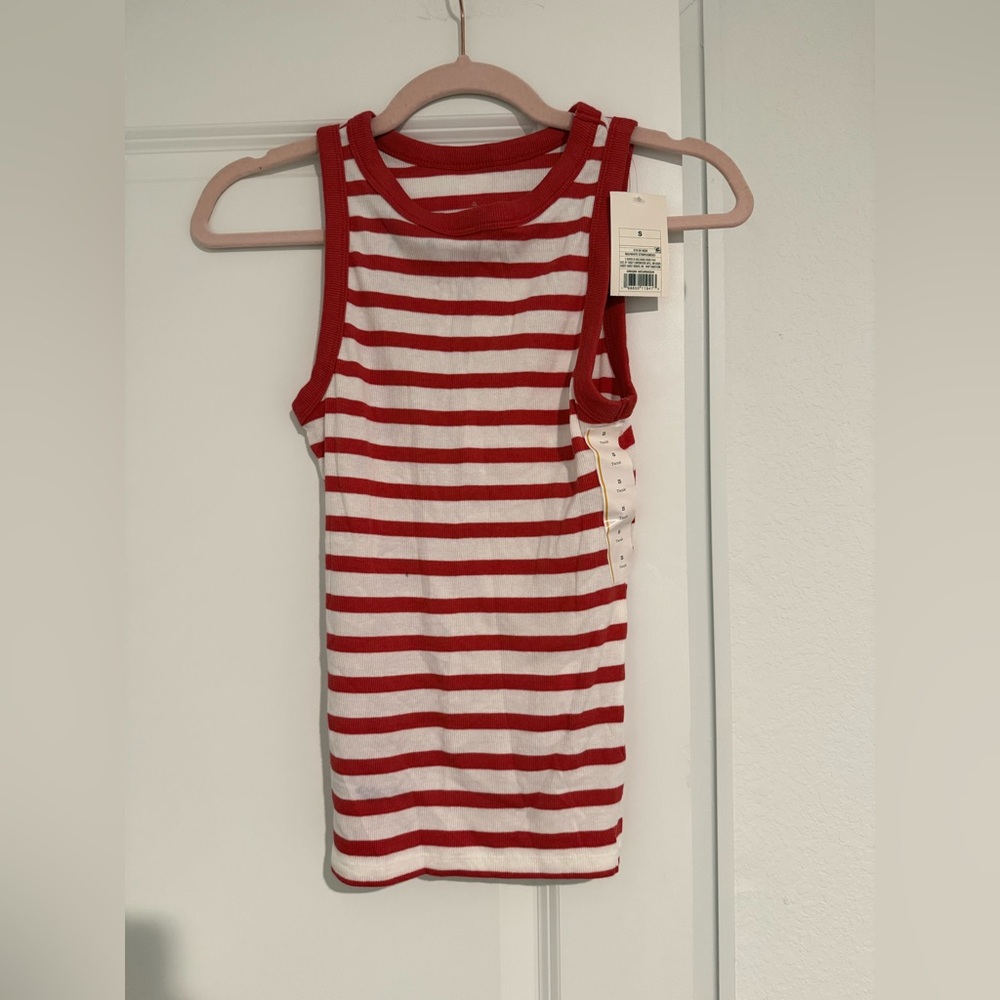 Red and White Striped Tank Top